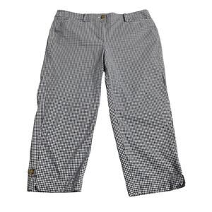 Talbots Womens Capri Pants Size 10 Navy Blue Gingham Plaid High Rise Zip Fly